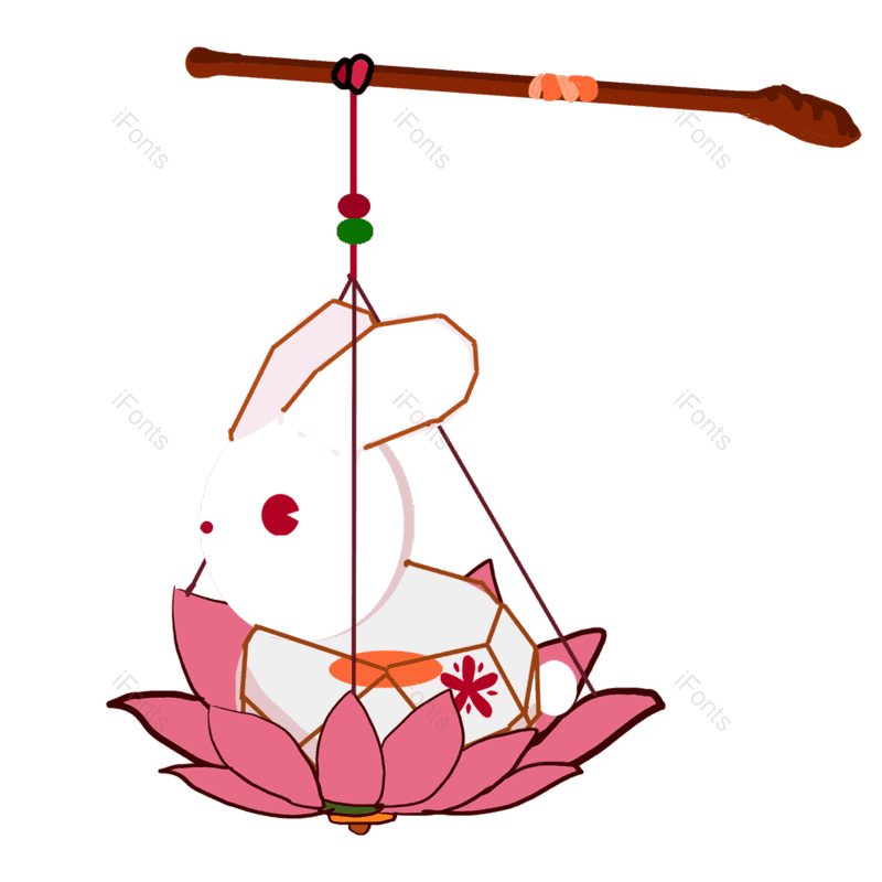 兔子图片,卡通兔子元素,灯笼PNG,中秋节免抠素材